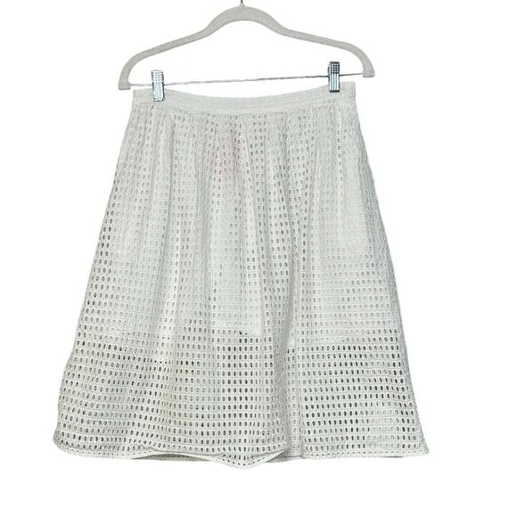 Michael Kors White Eyelet Pleated  Mini Skirt | Size 8 - Picture 6 of 8